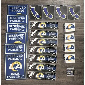 Los Angeles LA Rams‎ Reserved Parking Sign NFL Man Cave Garage Decor Bundle Lot